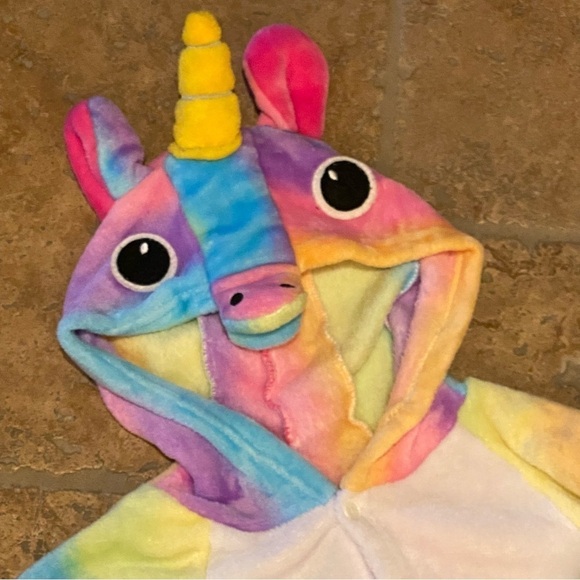 Rainbow Unicorn Kids Teens Soft Pajama Costume Size L/XL - Picture 3 of 8